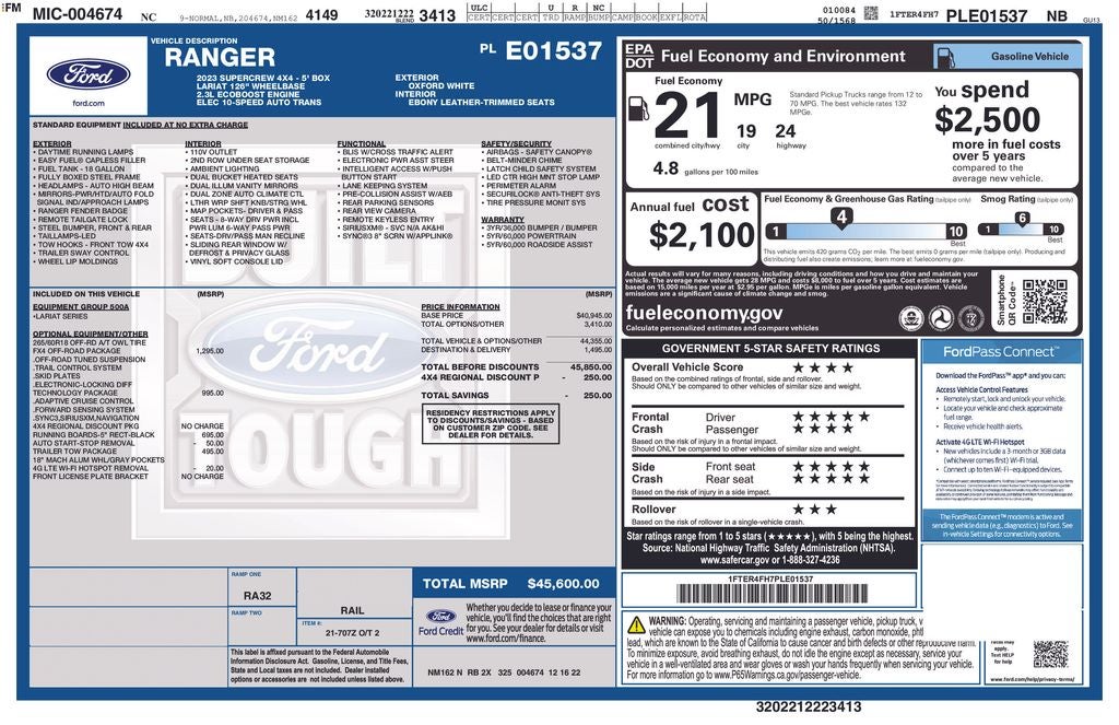 2023 Ford Ranger Lariat