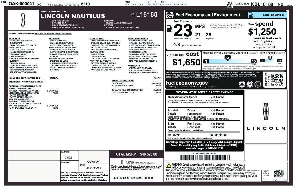 2019 Lincoln Nautilus Select