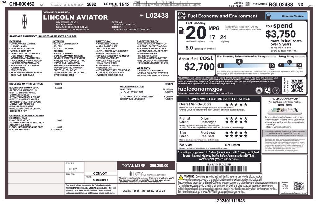 2024 Lincoln Aviator Reserve Premium