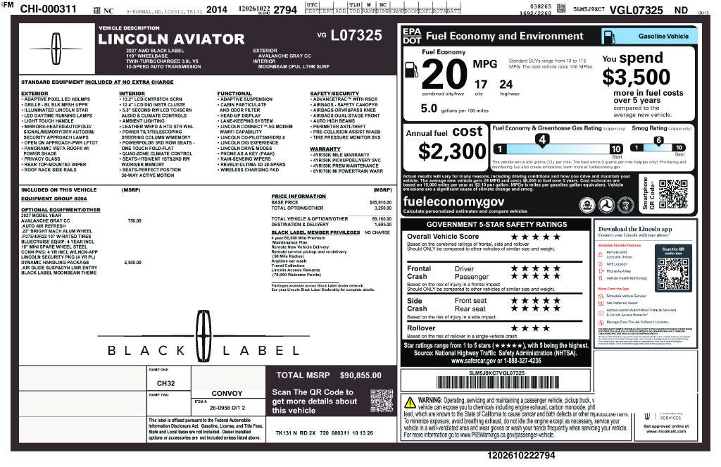 2027 Lincoln Aviator Black Label Premium
