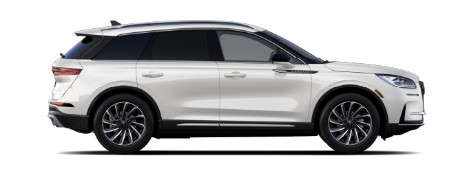 The passenger side of a Lincoln Corsair® SUV is shown in Pristine White. | Green Lincoln in Greensboro NC