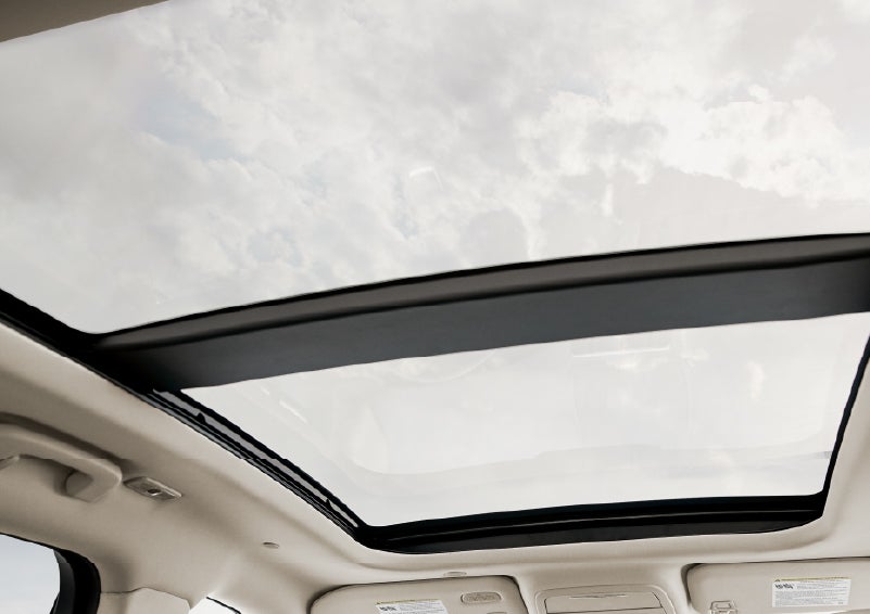 The available panoramic Vista Roof® is shown from inside a 2026 Lincoln Corsair® SUV | Green Lincoln in Greensboro NC