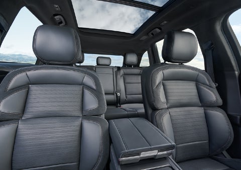 The spacious second row and available panoramic Vista Roof® is shown. | Green Lincoln in Greensboro NC